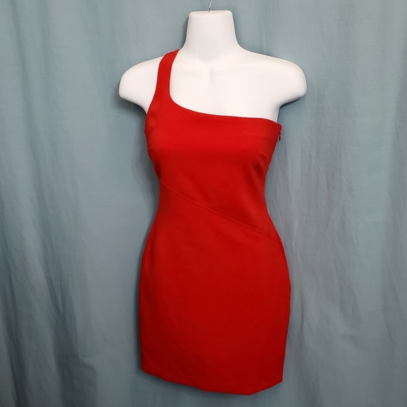NWT Likely Maisey One Shoulder Bodycon Mini Dress Scarlet Red Size 4 - Picture 5 of 14